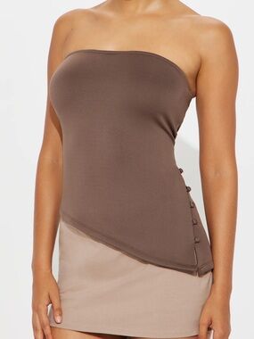 Brown Strapless Tube Top L